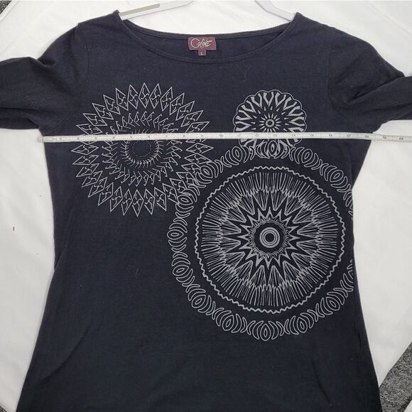 COLINE black t-shirt triple burst long sleeve tee shirt L - Picture 6 of 8